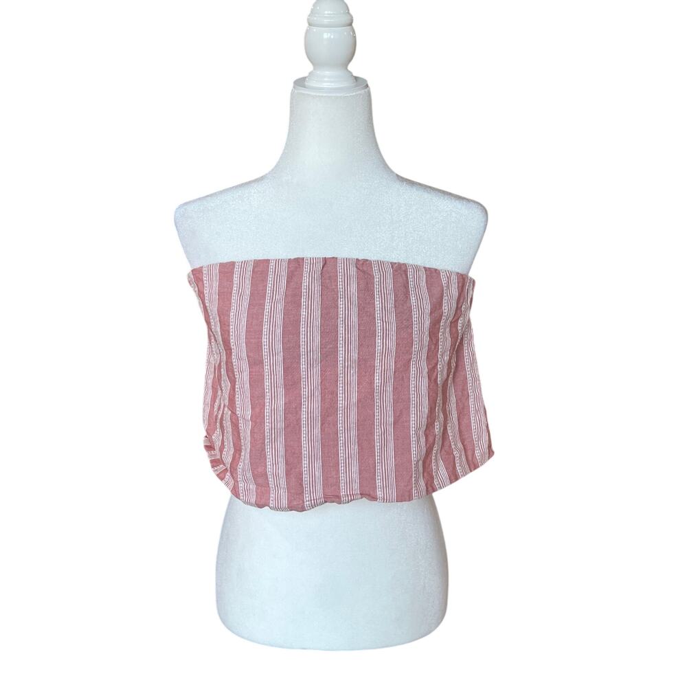 Ann Taylor Loft Beach Flounce Bandeau Top Size S Lined, Striped, Retro BBQ